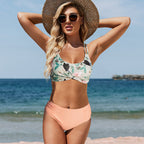 Ocean Chic - Rüschen-Bikini-Set mit Blumendruck und Drehverschluss