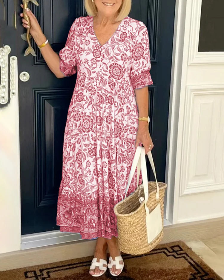 Gracia - Bohème-Kleid mit V-Ausschnitt