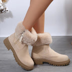 Winterliche Damenstiefeletten mit Plüschbesatz - Elinea