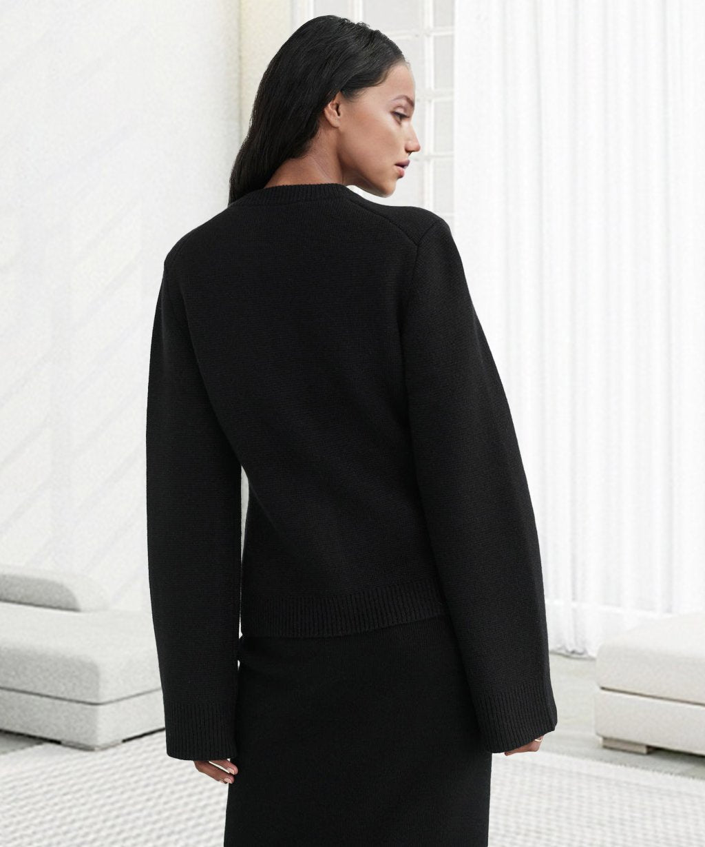 Gerade geschnittene Damen Strickjacke mit Knopfverschluss - Alvara