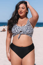 Ocean Chic - Leopard Print Tie Front Plus Size Bikini Set