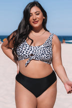 Ocean Chic - Leopard Print Tie Front Plus Size Bikini Set