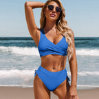 Ocean Chic - Dodger Blau Bikini-Set mit verdrehtem Vorderteil und Rückenbindung