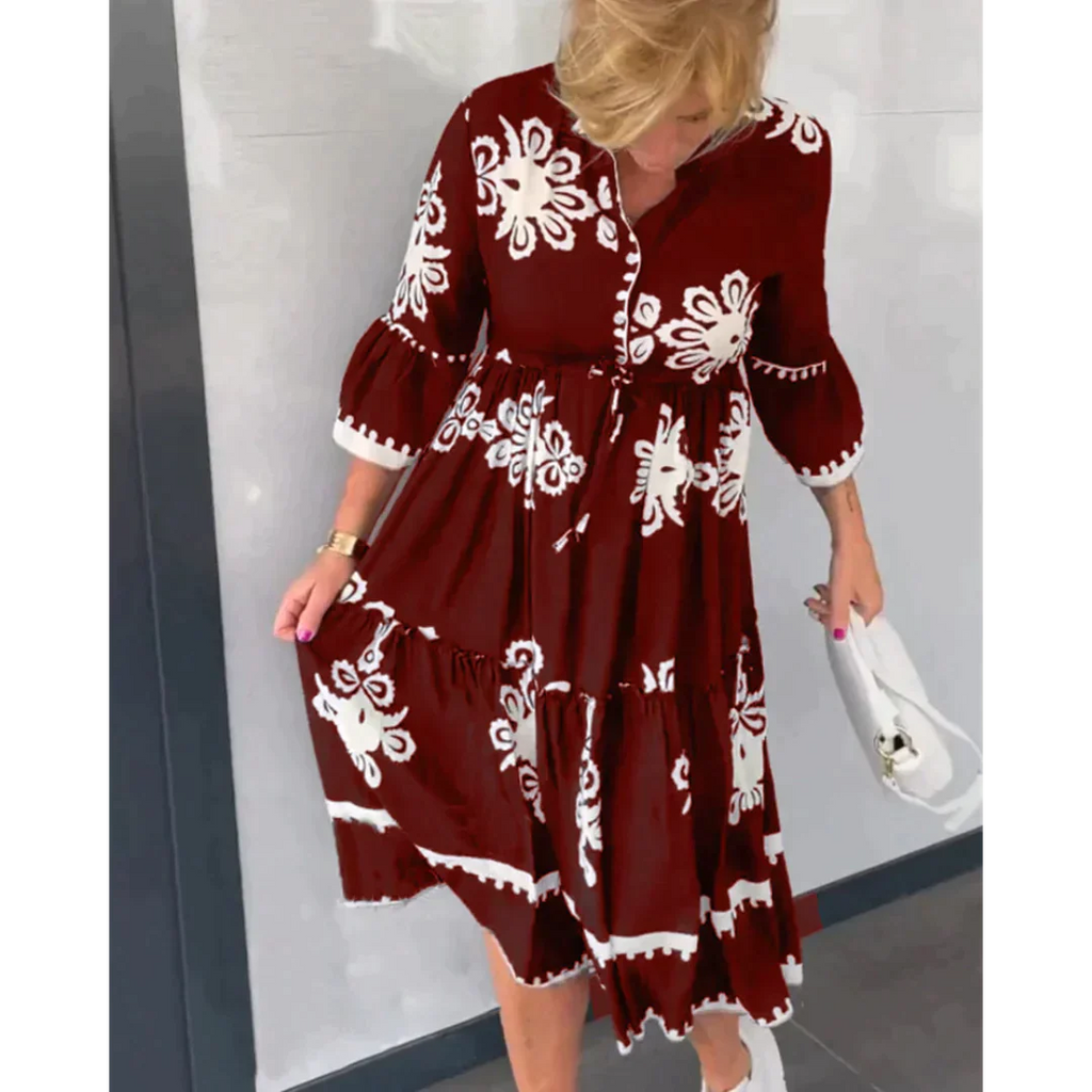 Aiza - Geblümtes Kleid mit 3/4 Ärmeln