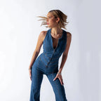 Lässiger Damen-Jumpsuit aus Denim mit Reißverschluss - Yselle