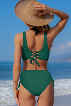 Ocean Chic - Bikini-Set mit hoher Taille und seitlichem Kordelzug