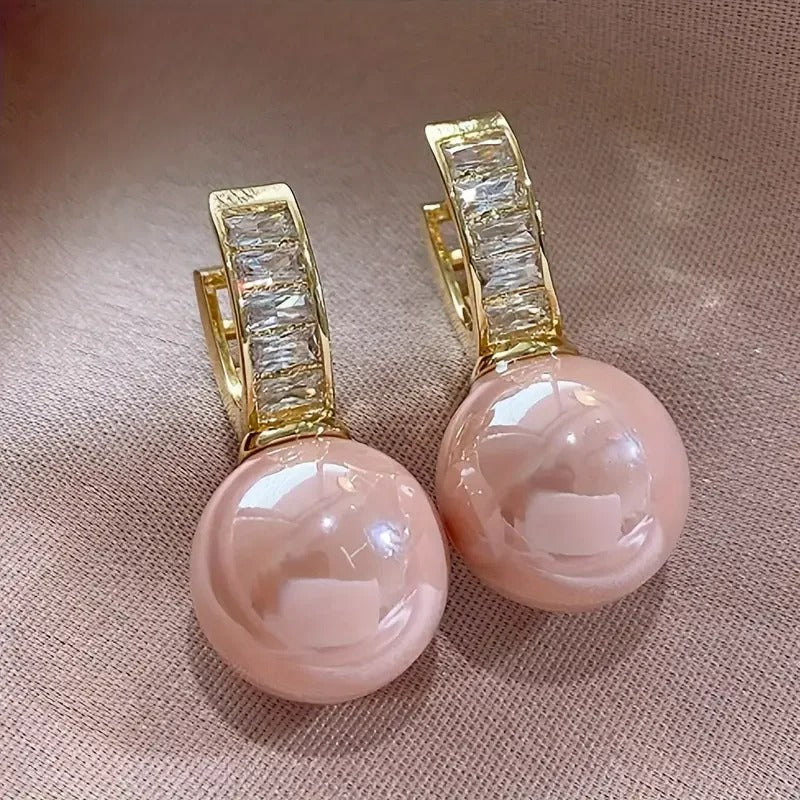 Vergoldete Damen-Ohrringe mit rosa Perle - Alina