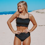 Ocean Chic - Schwarzes Bikini-Set mit gerippter Kordel