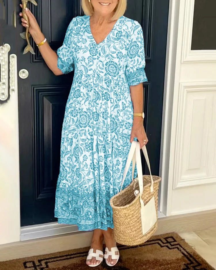 Gracia - Bohème-Kleid mit V-Ausschnitt