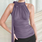 Damenbluse mit plissiertem Neckholder - Florence