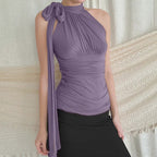 Damenbluse mit plissiertem Neckholder - Florence