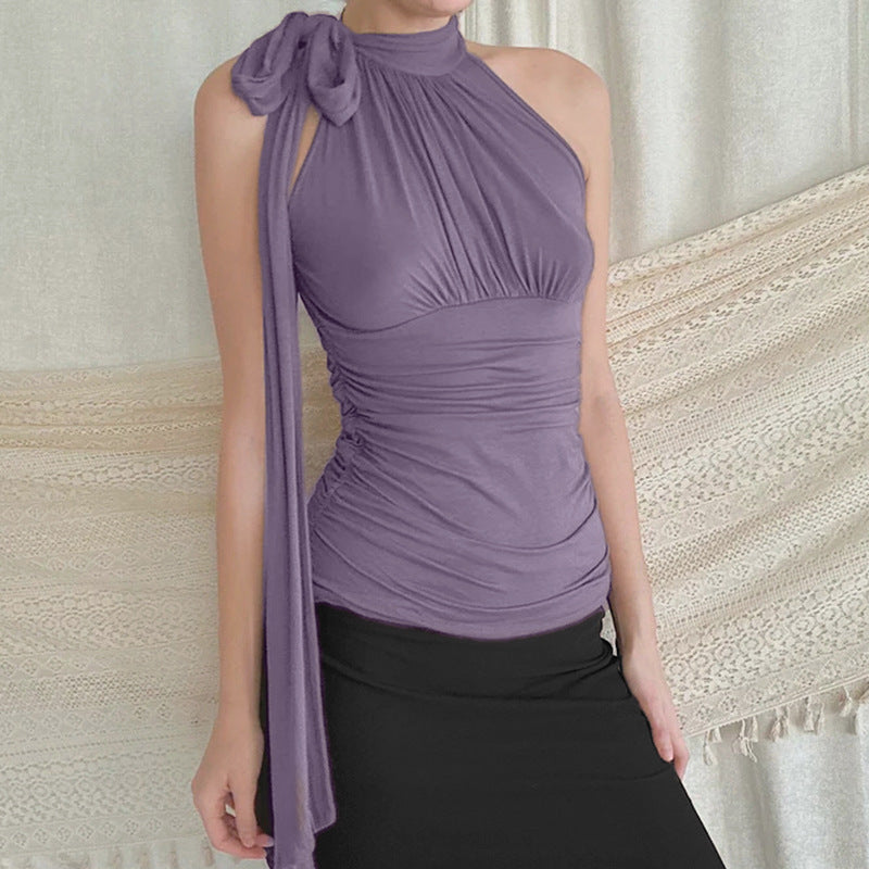 Damenbluse mit plissiertem Neckholder - Florence