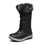 Flache Damenstiefel mit hohem Schaft und Schnürverschluss - Aelira