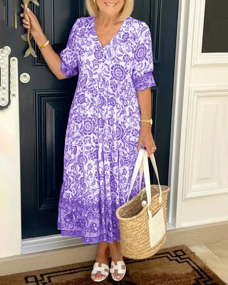 Gracia - Bohème-Kleid mit V-Ausschnitt