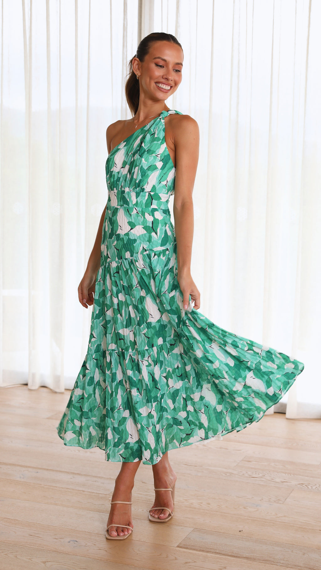 Cory - Ein-Schulter-Kleid mit Blumendruck