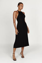 Midikleid aus gewebtem Plissee mit Neckholder - Dalila