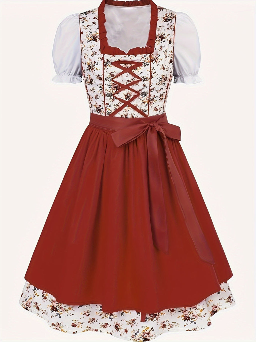 Damen Mini Rot Oktoberfest Dirndl Kleid - Mathilde