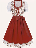 Damen Mini Rot Oktoberfest Dirndl Kleid - Mathilde