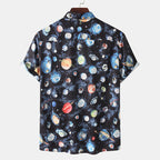 Gepunktetes Herren Kurzarm Hemd im Retro Look