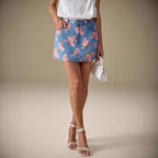 Damen Jeansrock mit Blumendruck und geradem Schnitt - Letty