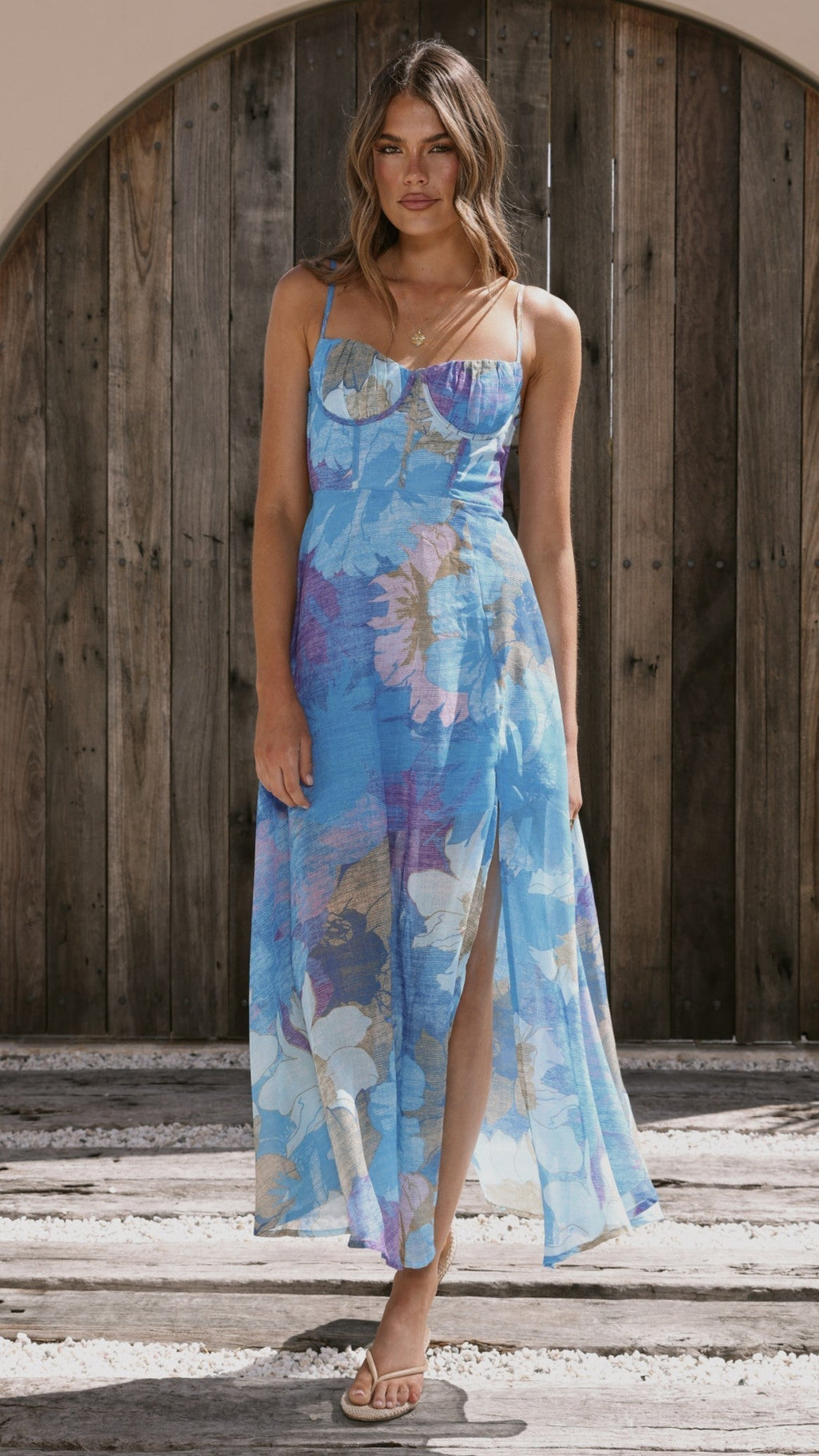 Langes Abendkleid mit Blumenmuster – Nancy