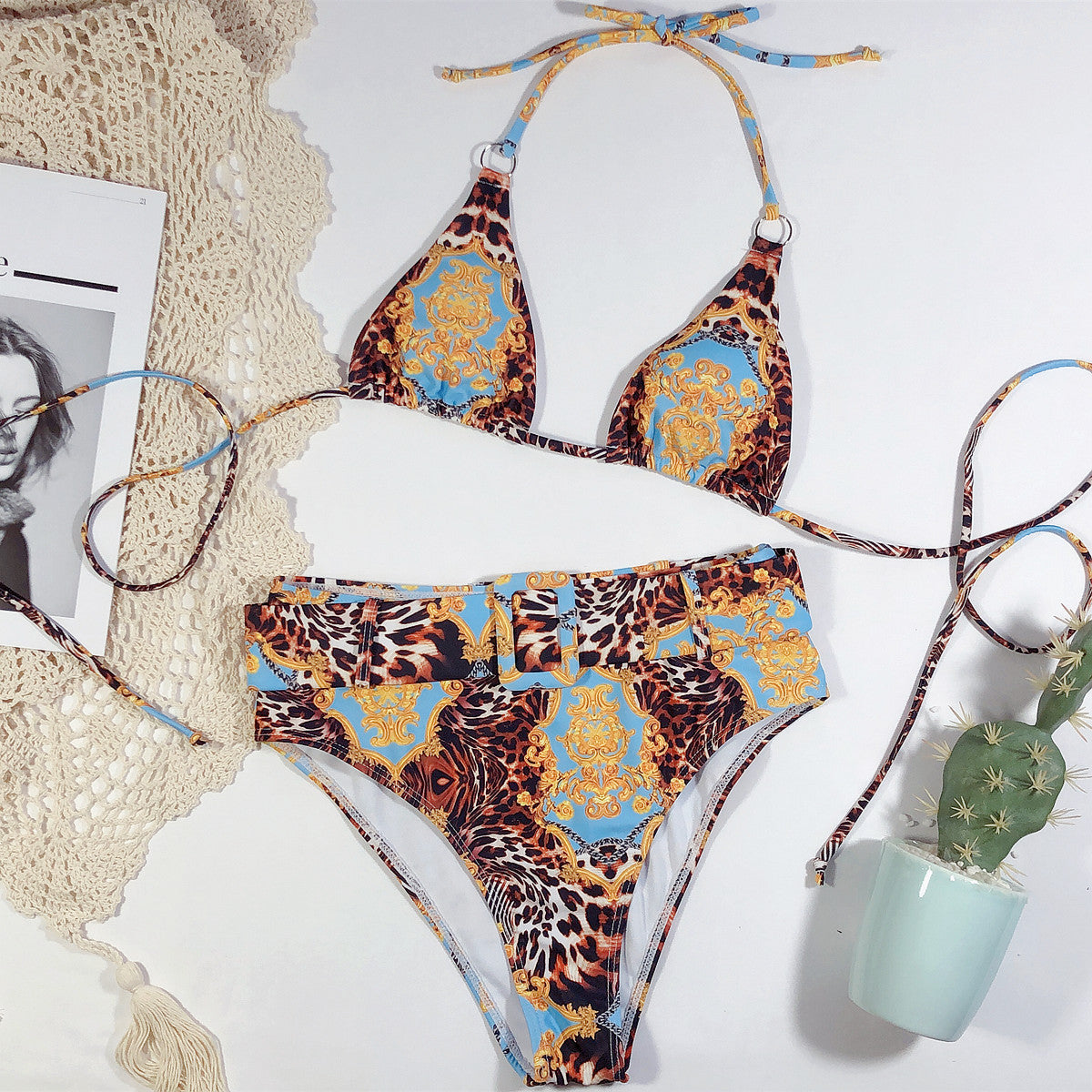 Körperschmeichelnd Bedruckter Neckholder-Bikini