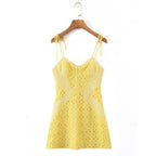 Liana - Gelbes Kleid mit Stickerei