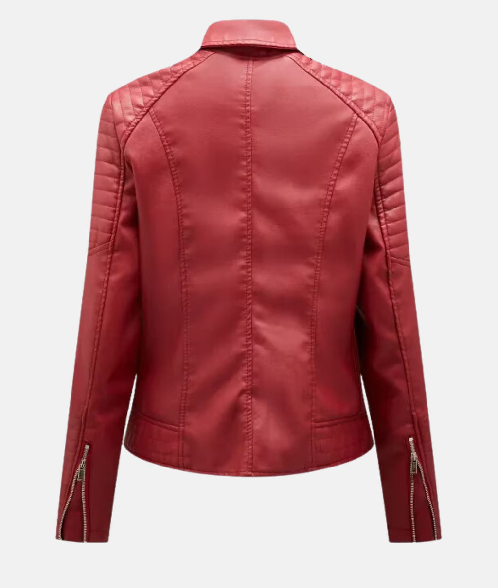 Biker-Lederjacke ohne Kapuze