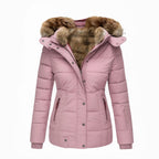 Wintermantel mit Fellfutter warmer stilvoller Damenmantel figurbetonte Passform - Anna