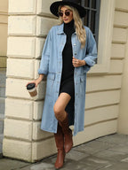 Jeansjacke mit Knopfverschluss und lockerer Passform
