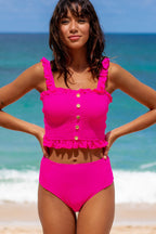 Ocean Chic - Niedliches Bikini-Set mit gesmoktem Kordelzug aus Selvedge