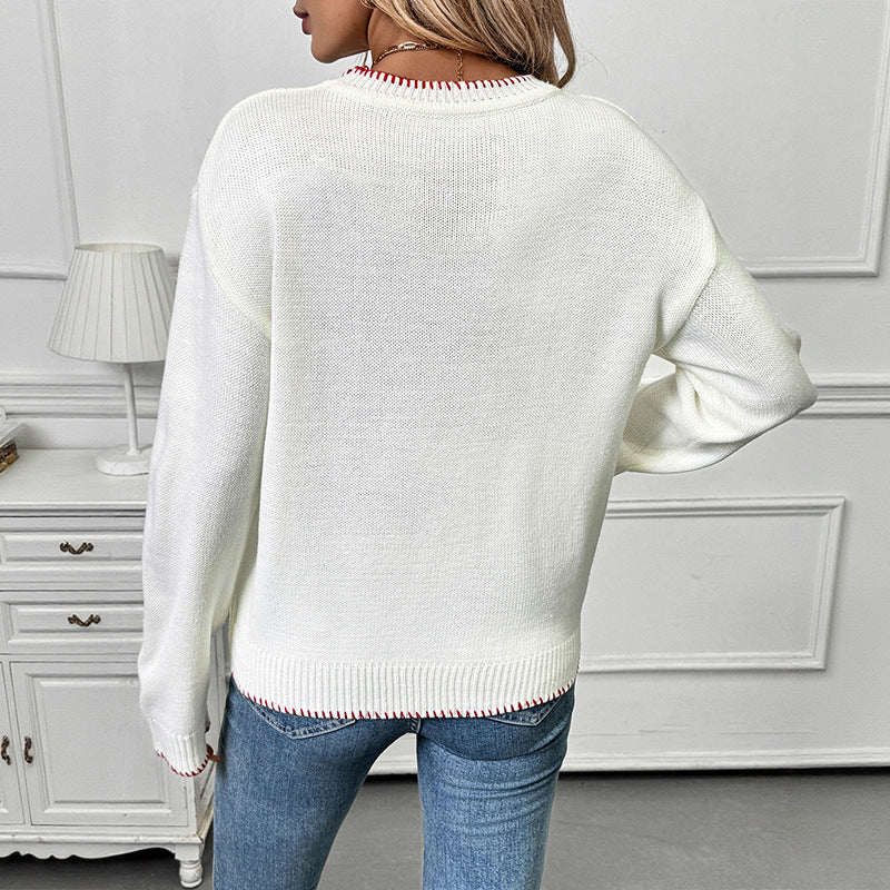 Damenstrickpullover mit Erdbeermotiv - Liane