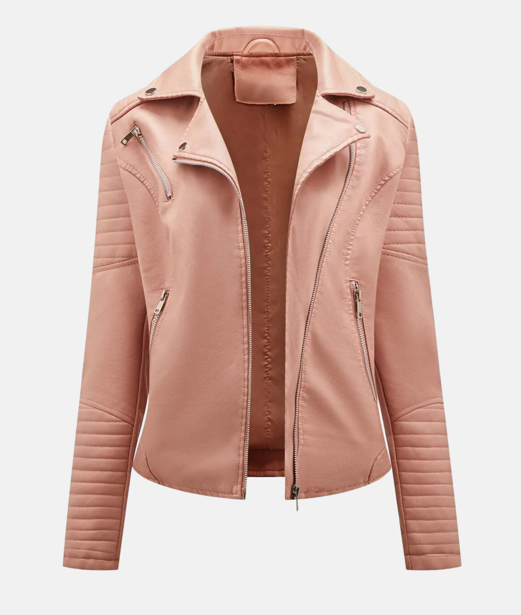 Biker-Lederjacke ohne Kapuze