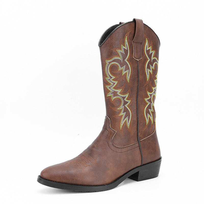 Hohe Herrenstiefel im Retro-Stil mit Stickerei - Kervon
