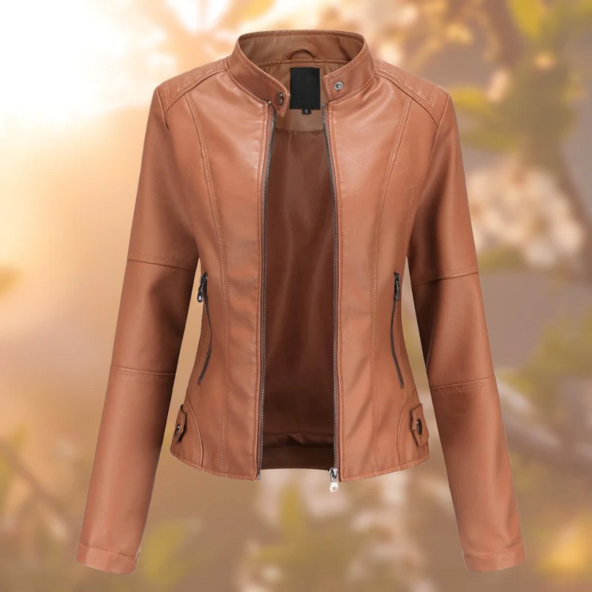 Komfortable Lederjacke mit langen Ärmeln