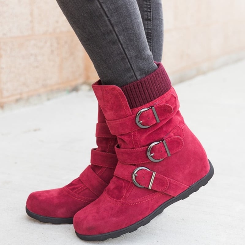 Freizeitstiefel für Damen mit Schnallen und Wildlederdetails - Amelie