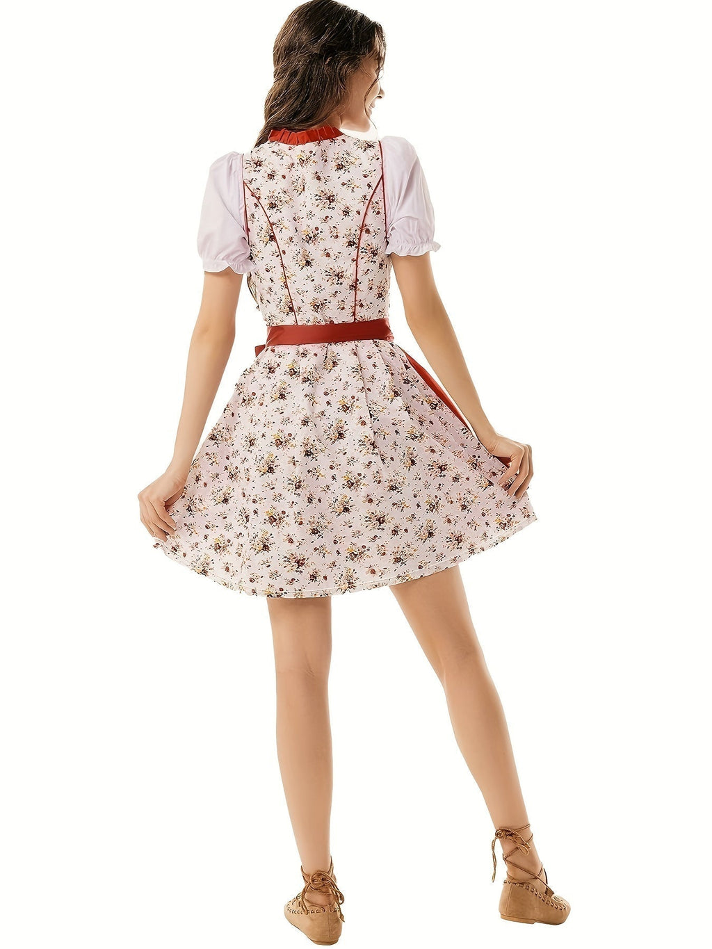 Damen Mini Rot Oktoberfest Dirndl Kleid - Mathilde