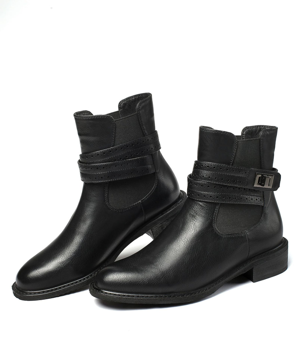 Stiefelette mit klobigem Absatz und Schnalle - Elina
