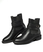 Stiefelette mit klobigem Absatz und Schnalle - Elina