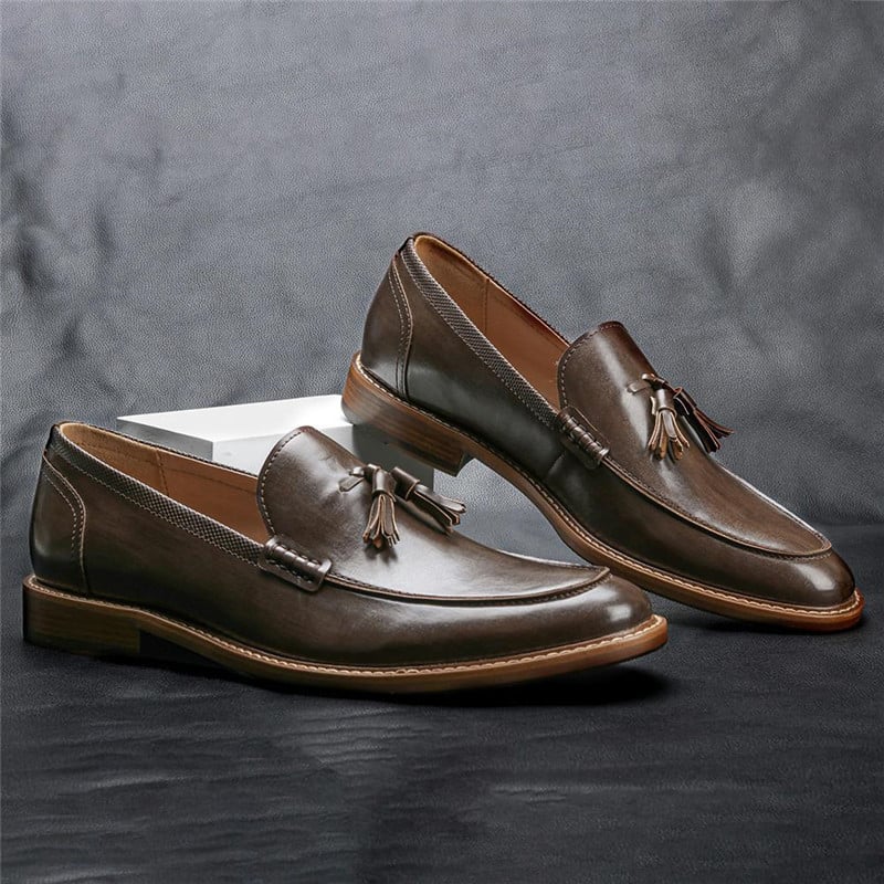 Modische Leder Slipper mit Quasten für Männer - Kaster
