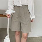 Damen-Shorts aus Leinen mit hoher Taille und geradem Schnitt - Clara