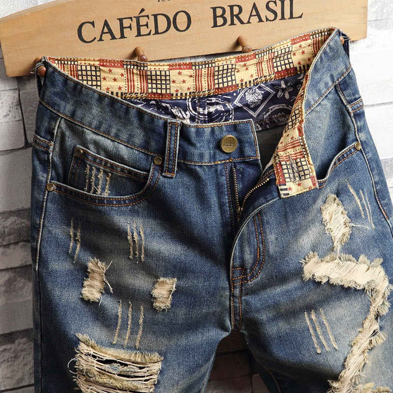 Herren Denim-Shorts urbaner Stil ausgefranst - Bruno