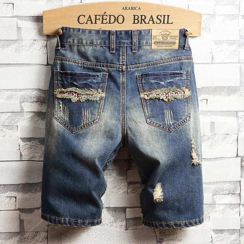 Herren Denim-Shorts urbaner Stil ausgefranst - Bruno