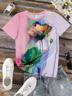 Fabienne - T-Shirt mit Blumendruck und kurzen Ärmeln