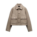 Lässige Damen Herbstjacke mit Klappe und Taschen - Heidi
