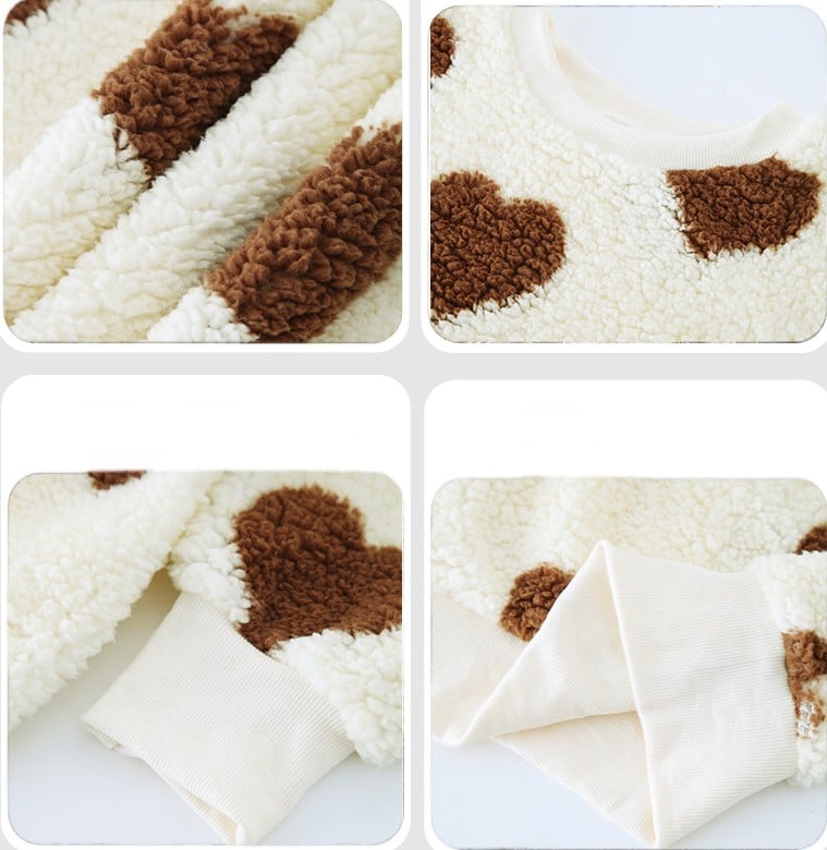 Damenpulli mit Herzmotiv und Fleece-Verarbeitung - Ilse