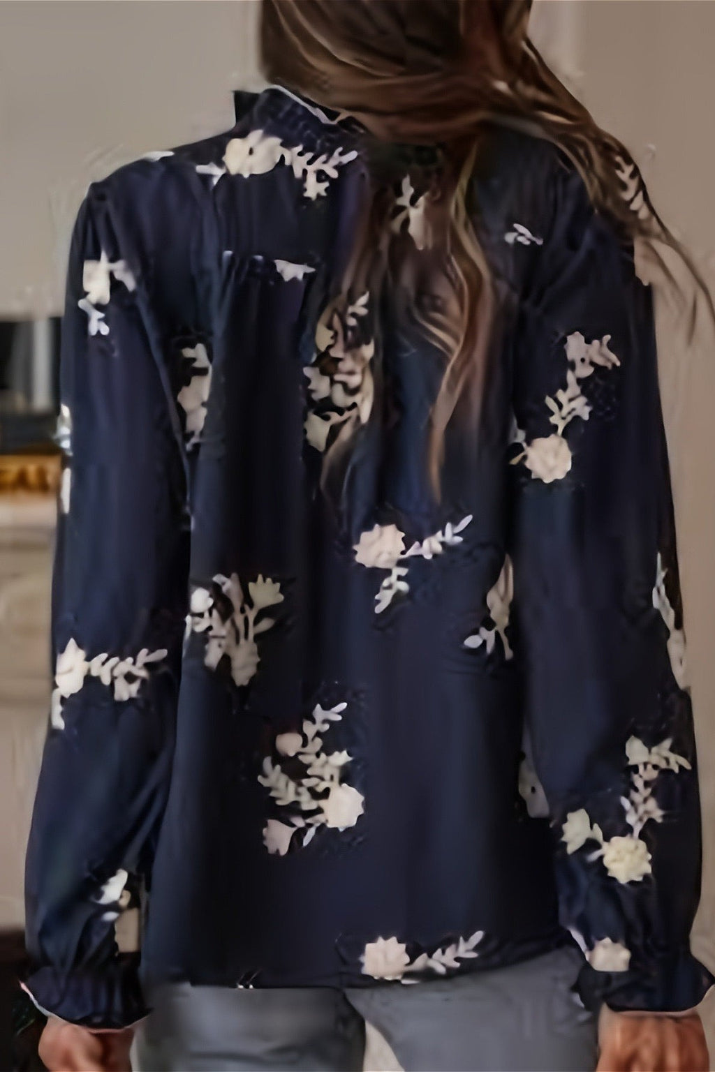 Damenbluse mit weiten Ärmeln und Blumendruck - Heidi