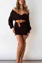 Damen Strickkleid mit überkreuztem Ausschnitt - Ragnheidr