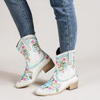 Bestickte wadenhohe Stiefel - Sienna