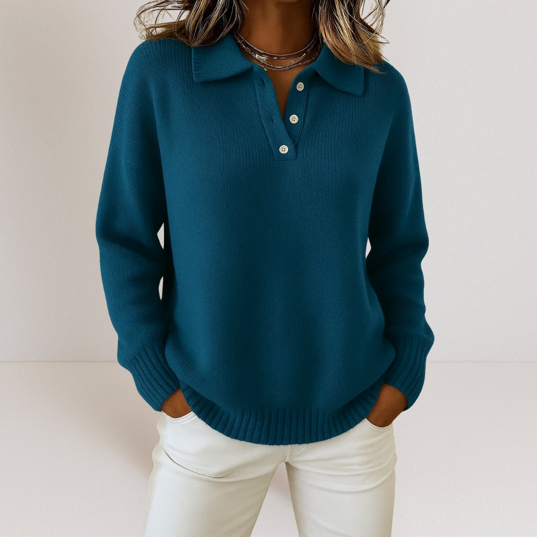 Strickpullover mit Kragen für Damen weich elegante Passform vielseitiger Alltagslook - Olivia